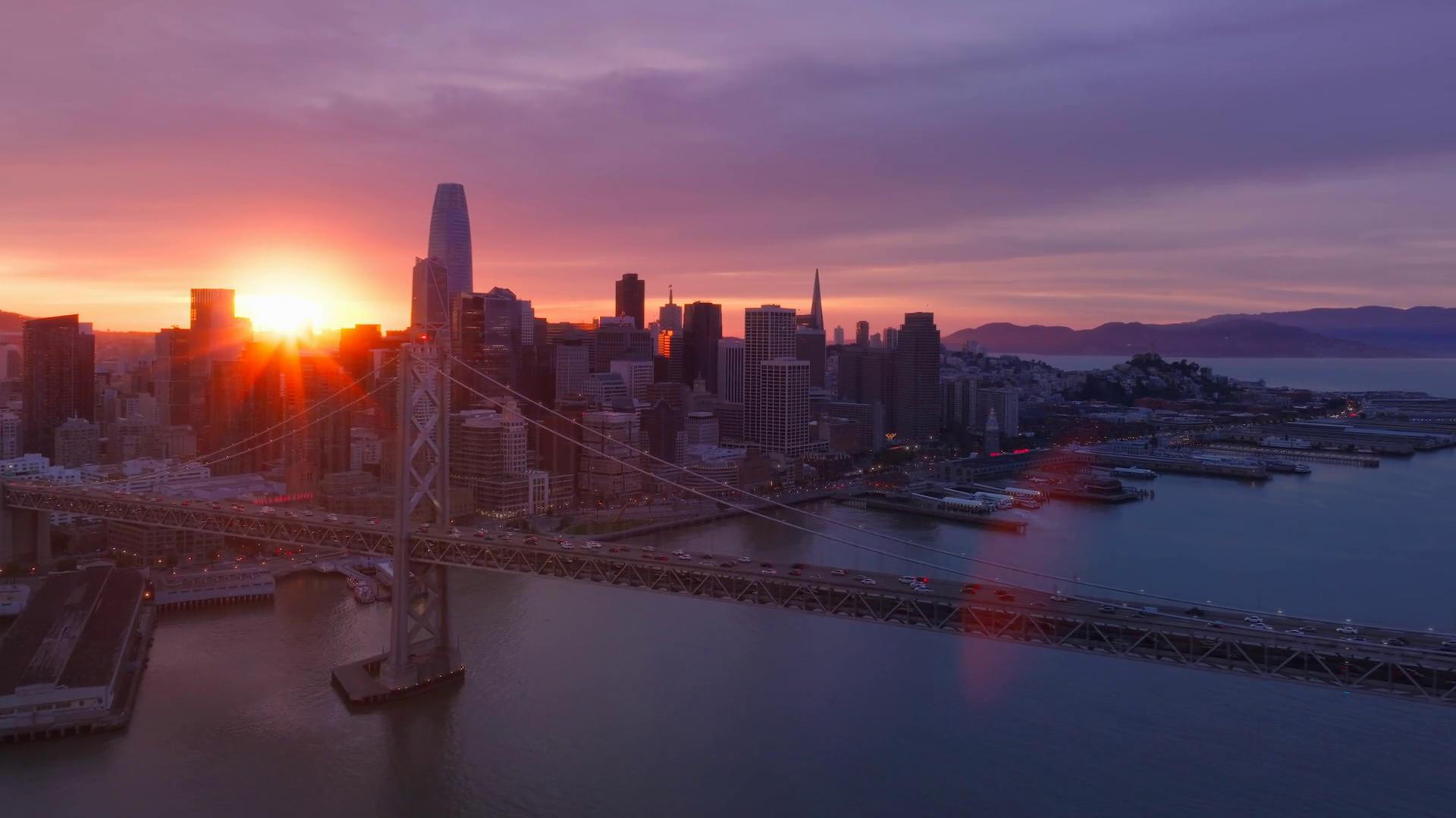 Colorful Sunset Sky Above San Francisco Stock Footage SBV-347656788 ...