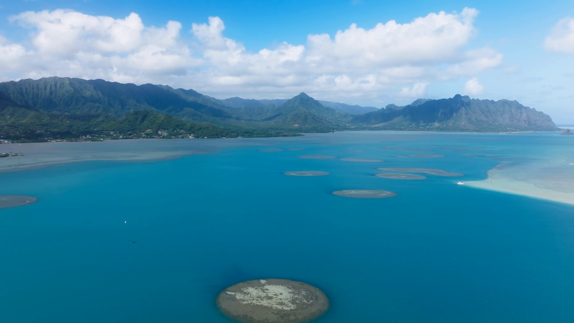 Beautiful Aerial Above Kaneohe Bay With Stock Footage SBV347701911