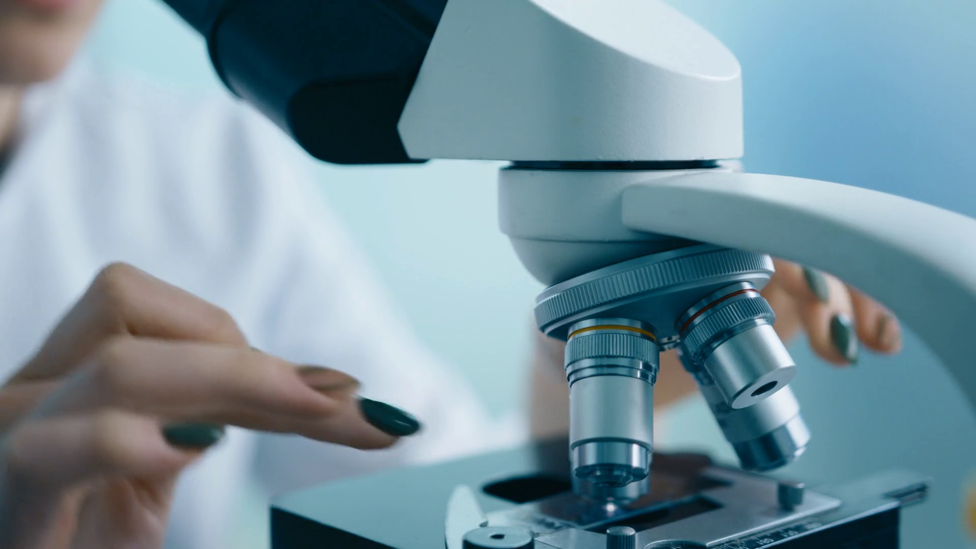 Close Up Female Researcher Scientist Looking Stock Footage SBV ...