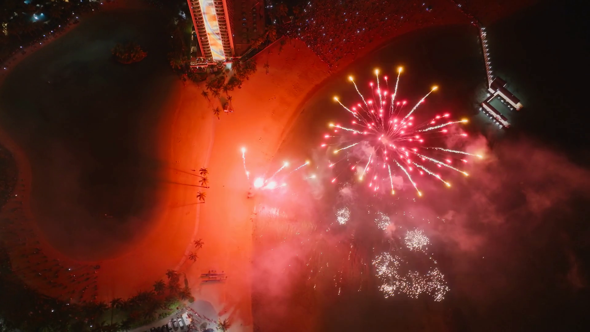 Top Down Above Explosion Of Fireworks Urban Stock Footage SBV-347693461 ...