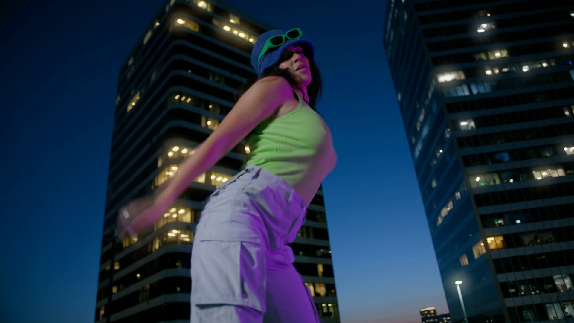 Bottom Viewwoman Dancing Camera Outdoors At Stock Footage SBV-348647067 ...