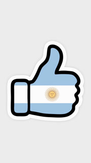 Drawing, animation is in form of like, heart, chat, thumb up with the image of Argentina flag . White background