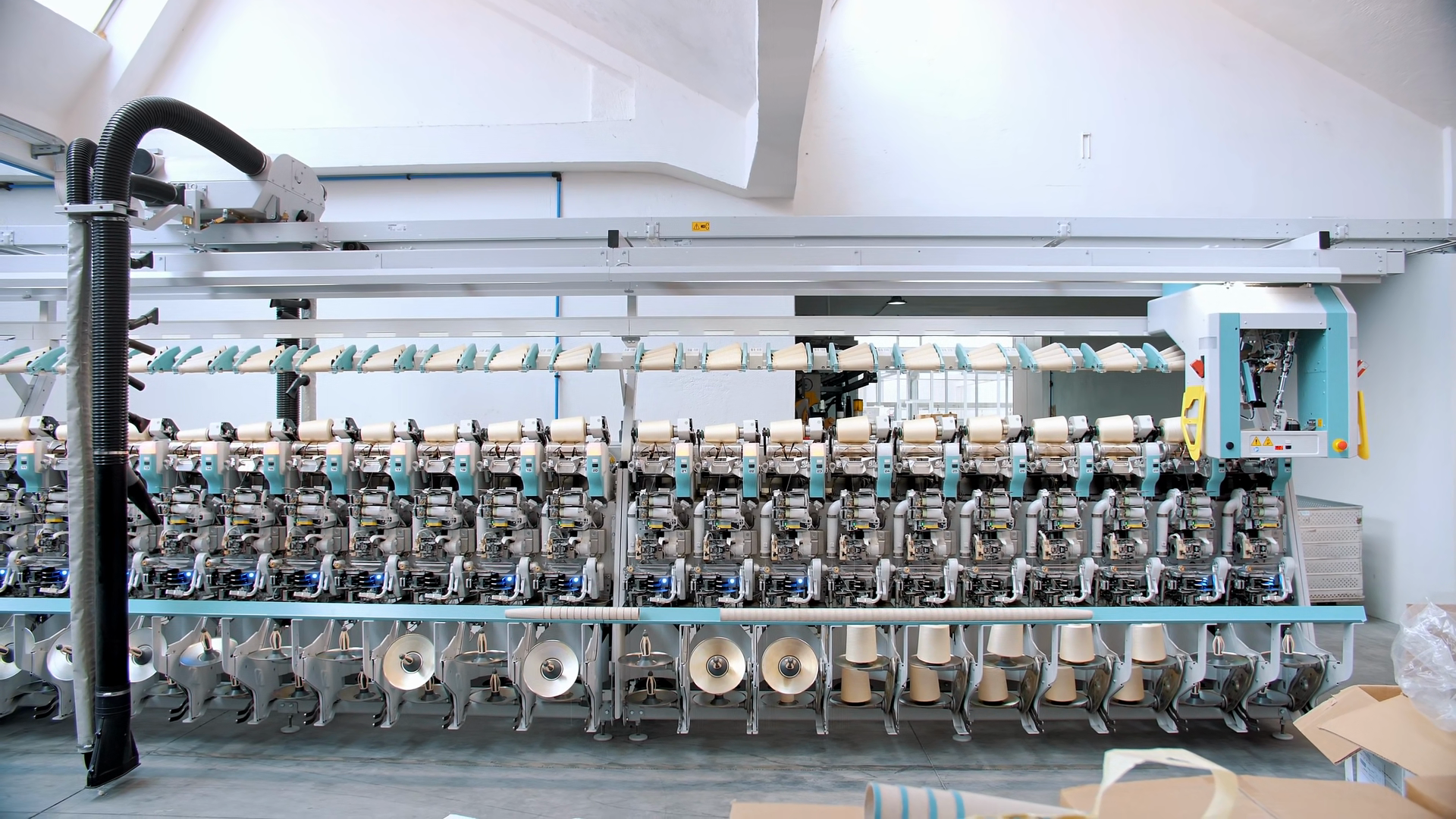 Automated Textile Machinery Rewinding Cotton Stock Footage SBV ...