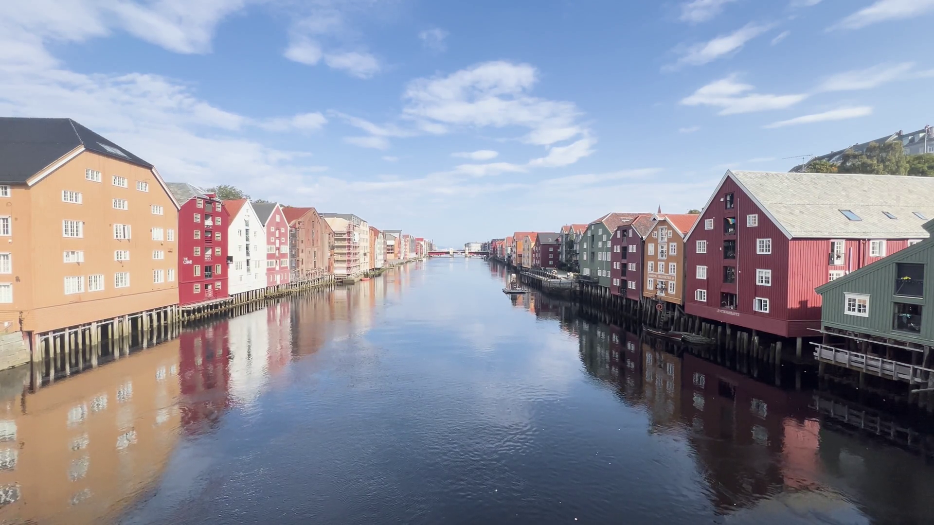 Colorful Buildings Lining Nidelva River Stock Footage SBV-352235924 ...