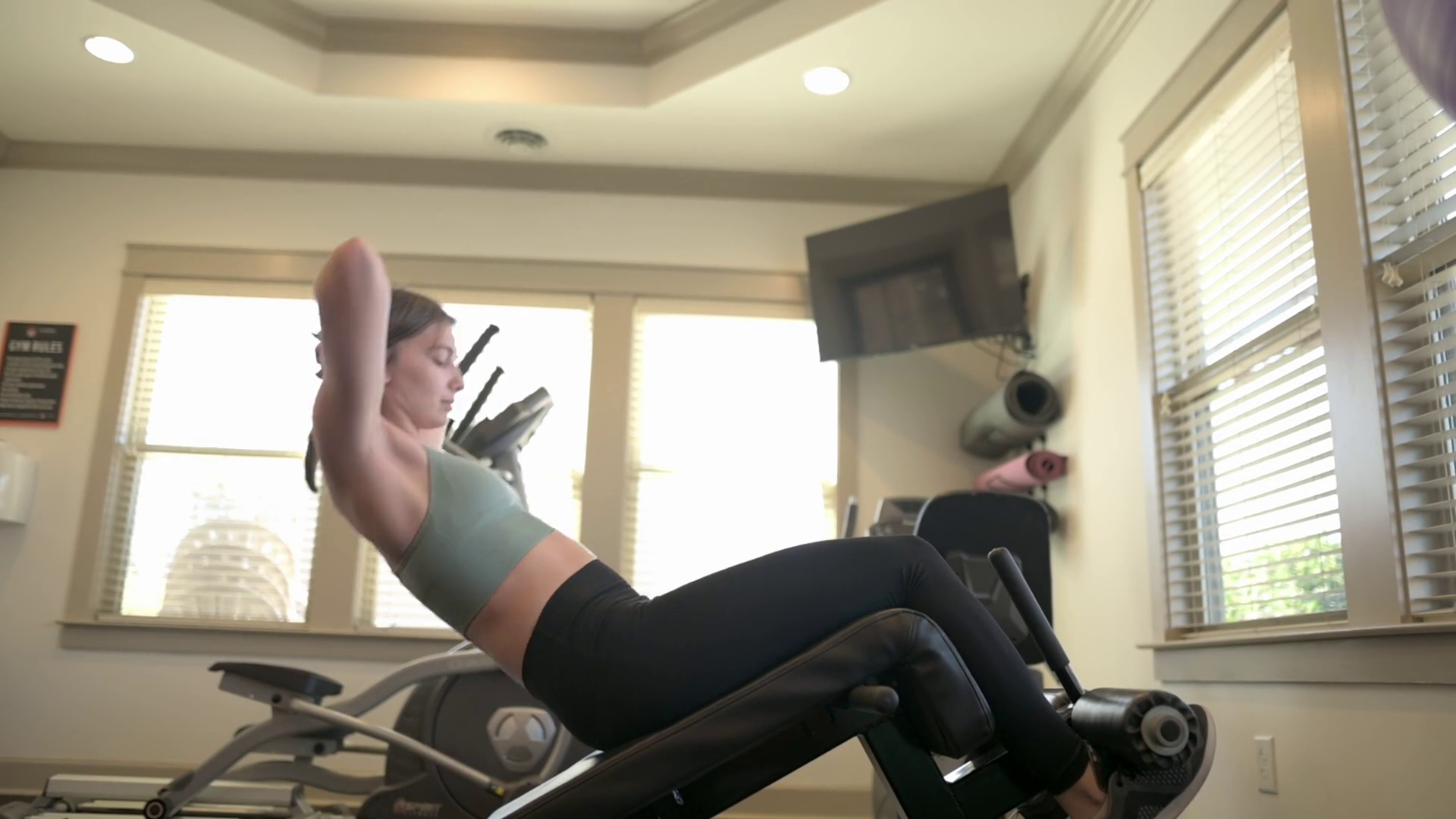 Young Woman Doing Sit-ups On Incline Bench Stock Footage SBV-351992887 ...