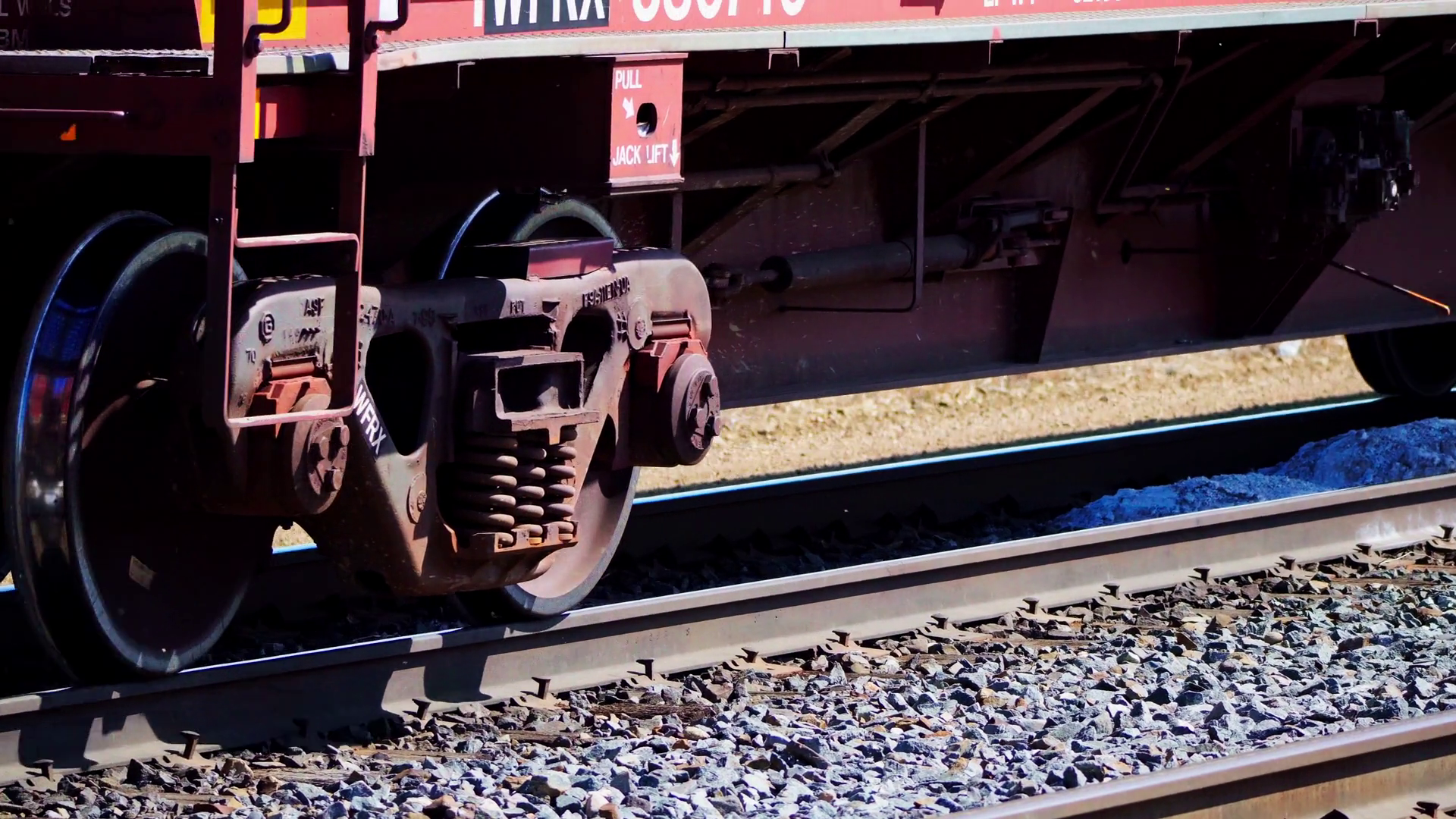 Close-up Of Train Wheels In Motion At Stock Footage SBV-352244101 ...