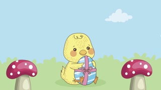 Adorable Easter Chick with Egg Animation