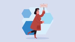 vote election day woman with label animation