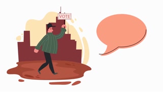 vote election day man with label animation