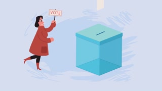 vote election day woman with label animation