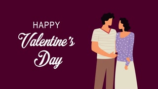 happy valentines day lettering with couple
