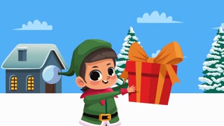 Joyful Elf with Present Animation