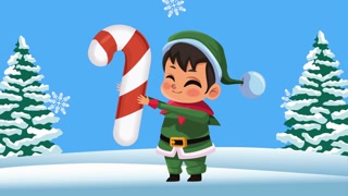 Animated Little Elf with Cane
