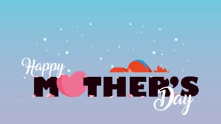 happy mothers day lettering with mommy and children