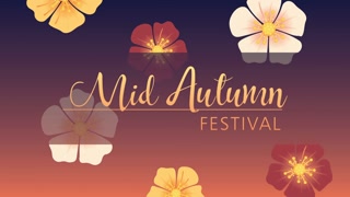 mid autumn festival lettering with flowers