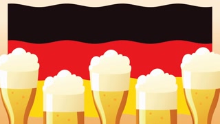 oktoberfest celebration animation with beers and germany flag
