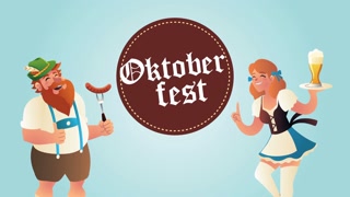 oktoberfest celebration lettering with german couple