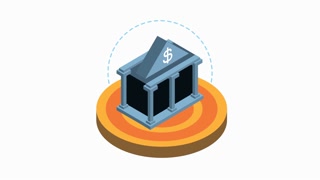 dollar and bank financial animation