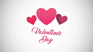 happy valentines day lettering with pink hearts