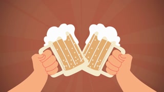 oktoberfest celebration animation with beers jars