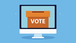 election day democratic animation with voting box in desktop
