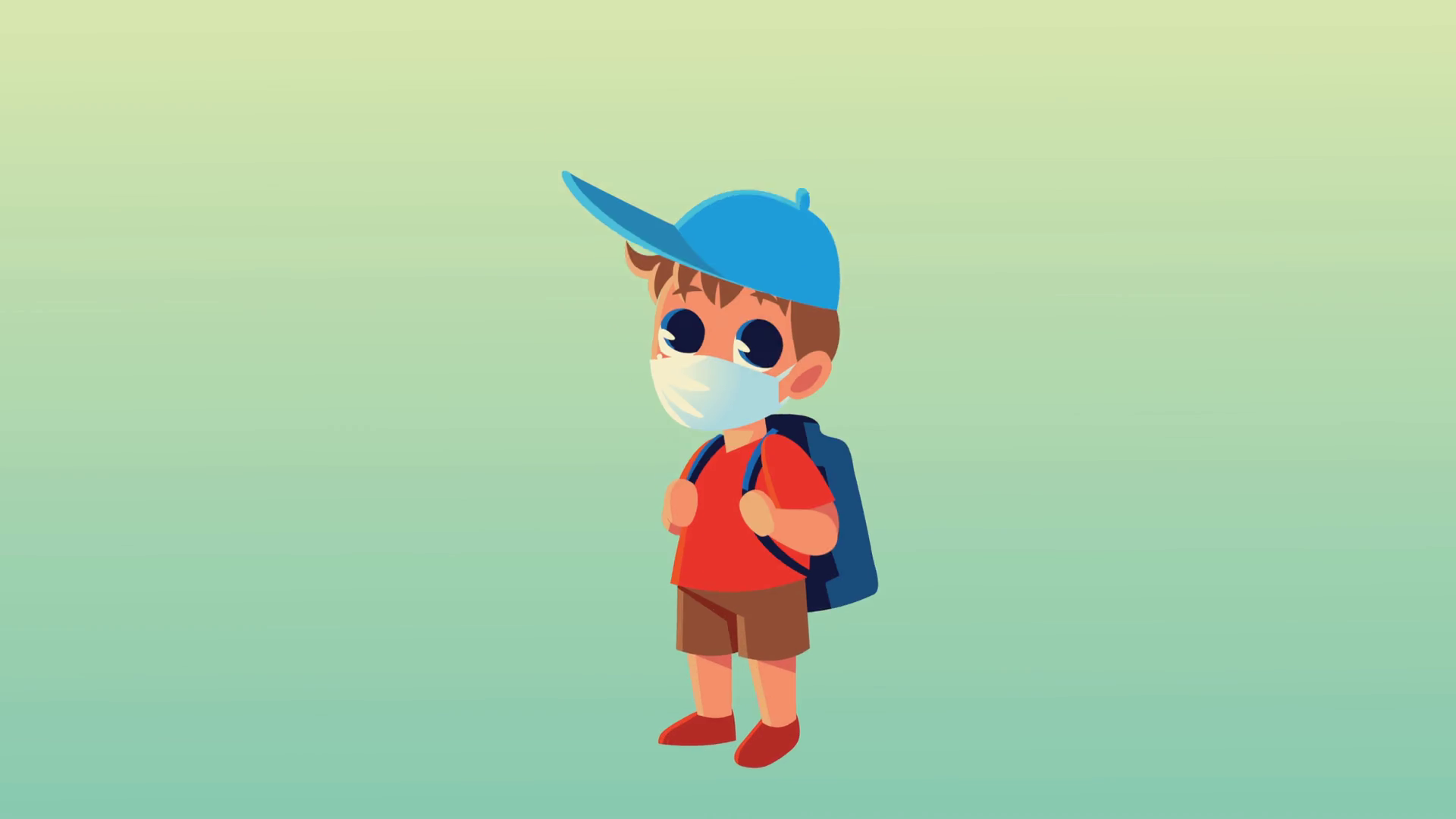 Little Student Boy Wearing Medical Mask Cap Stock Footage SBV347147505