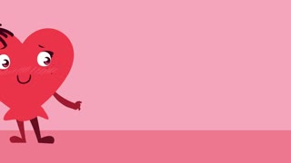 happy valentines day card with female heart character
