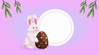 rabbit and spring egg painted in frame