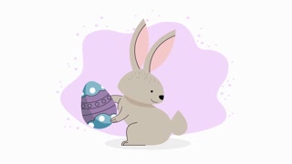 Painted Easter egg with bunny animation