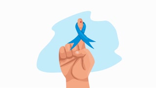 blue ribbon campaign with hand animation