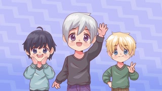 three teenagers boys anime characters animation