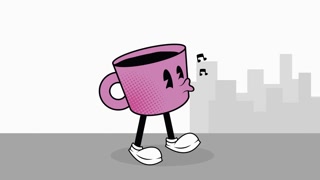 coffee drink kawaii style character animation