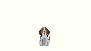 cocker spaniel mascot wth box and food animation