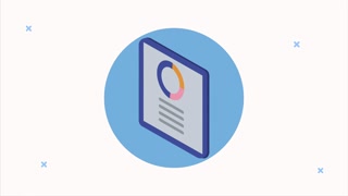 data server analysis animation with statistics pie in tablet ,4k video animated