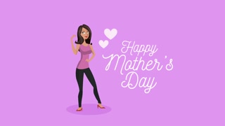 Happy Mother's Day Lettering with Adorable Mom