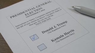 Vote for Donald Trump in presidential election, Vice President JD Vance. Mark your paper ballot with pen. Vote for the Republican Party