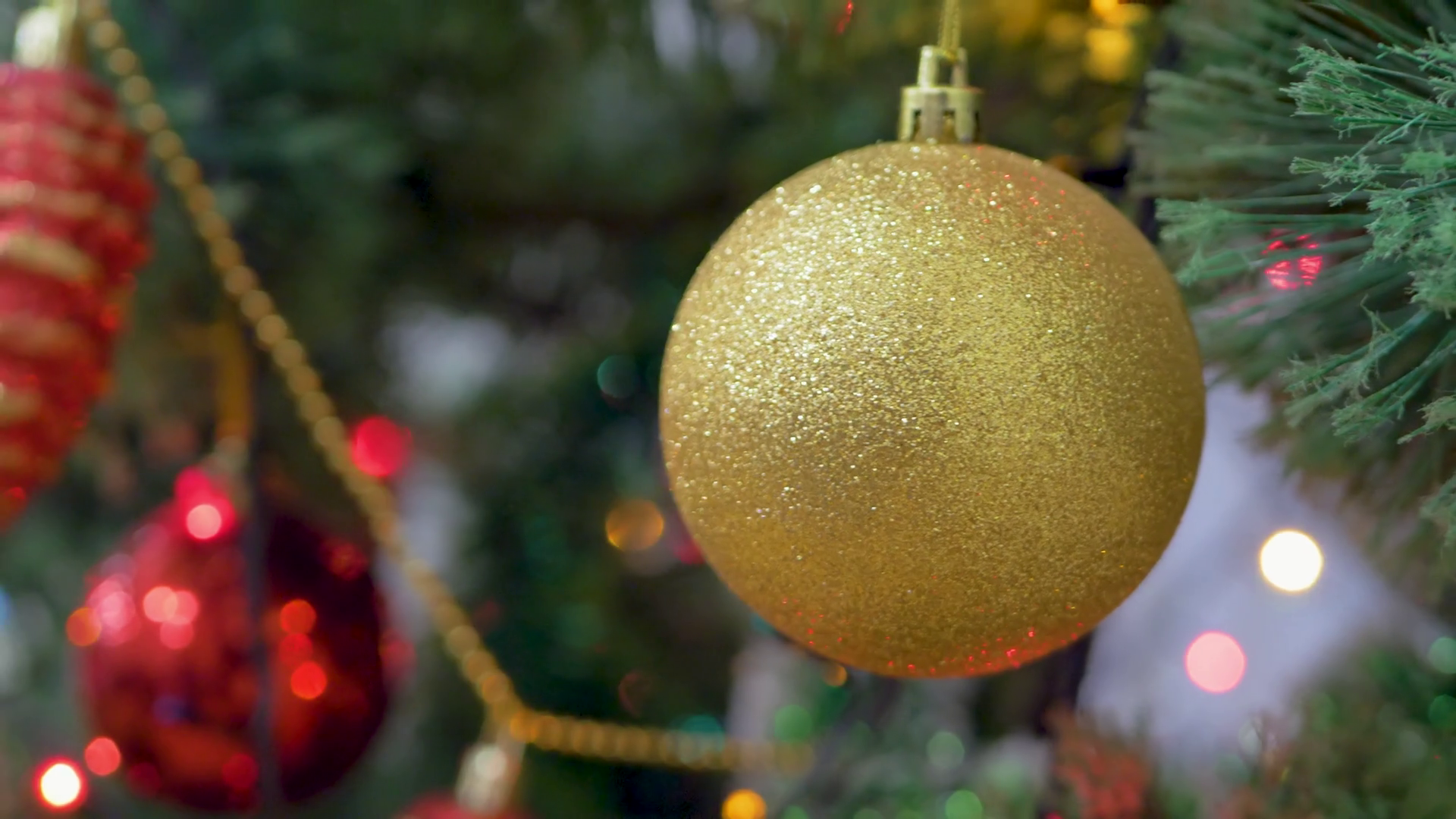 Pine Tree Decorated With Glass Balls Bokeh Stock Footage SBV-347252167 ...