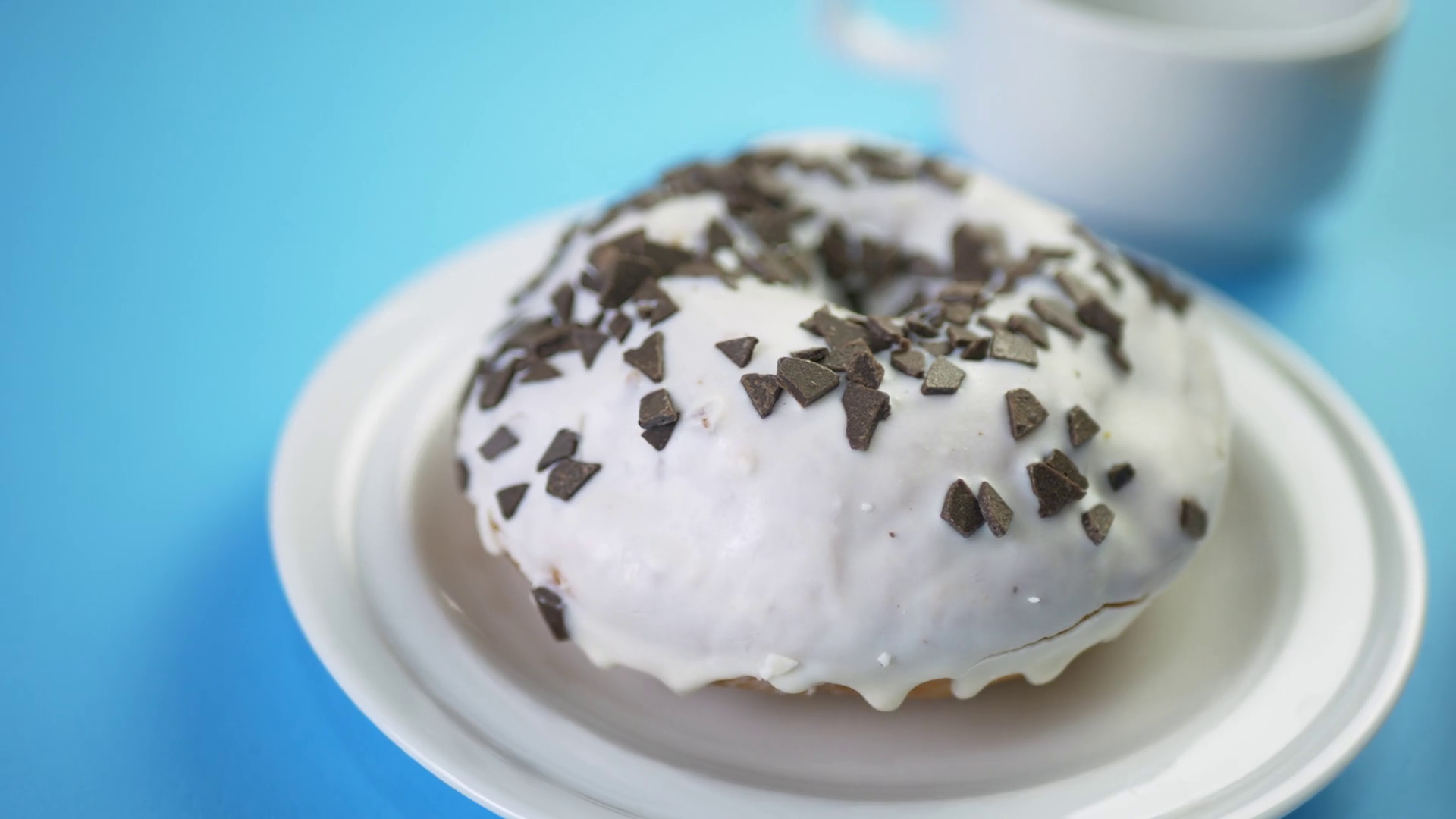 Condensed Milk Flows On Sweet Donut With Stock Footage SBV335004044