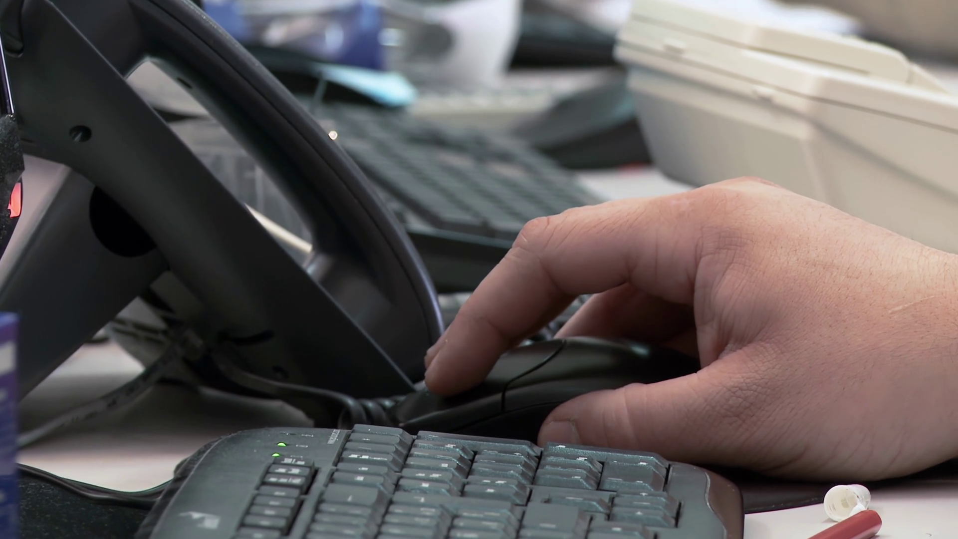 Hand Of Office Employee Moving Pc Mouse - Stock Footage SBV-351937962 ...