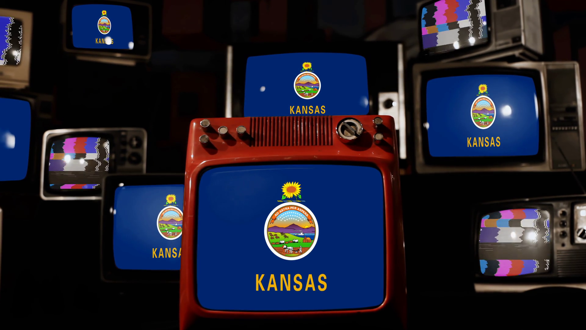 Stacked Retro Tvs Displaying Flag Of State Stock Footage SBV-352098980 ...