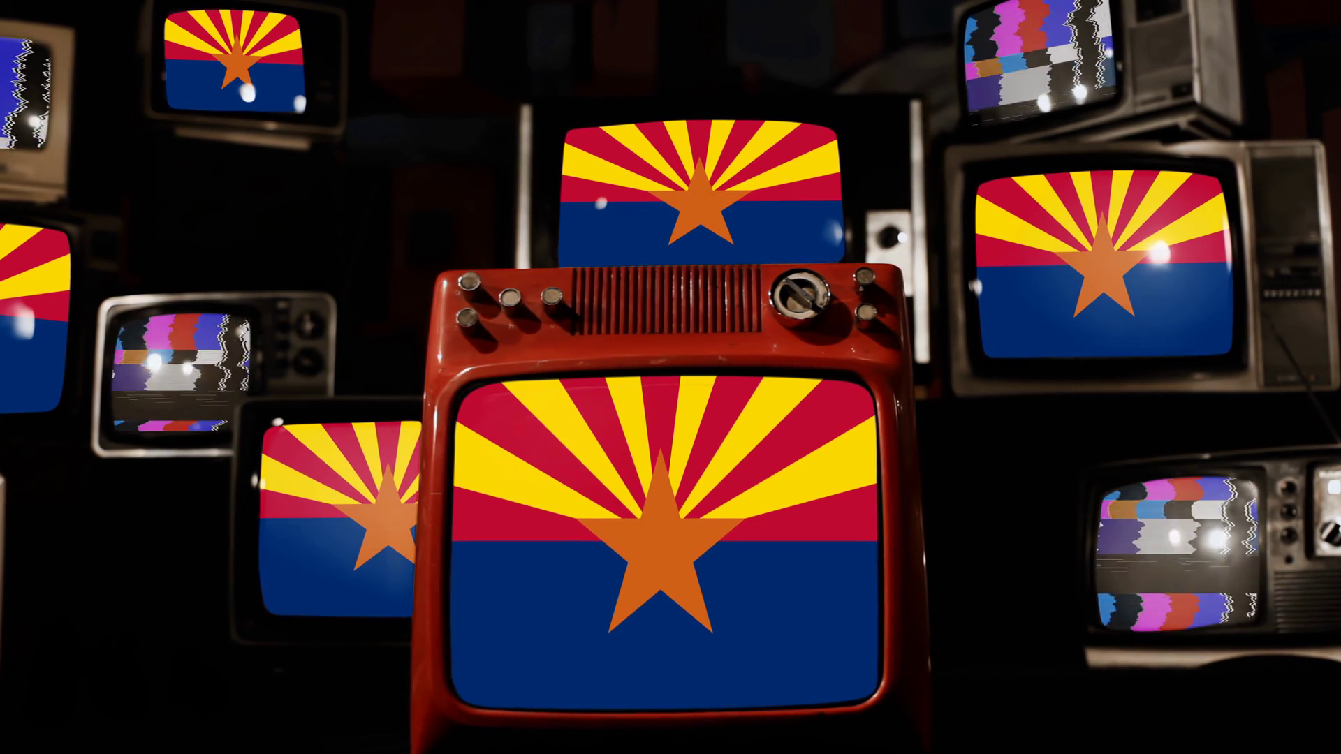 Stacked Retro Tvs Displaying Flag Of State Stock Footage SBV-352098981 ...