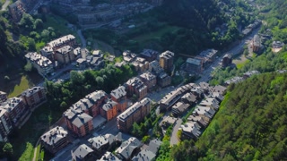 Aerial View of Arinsal Village, Andorra Mountain Valley Landscape