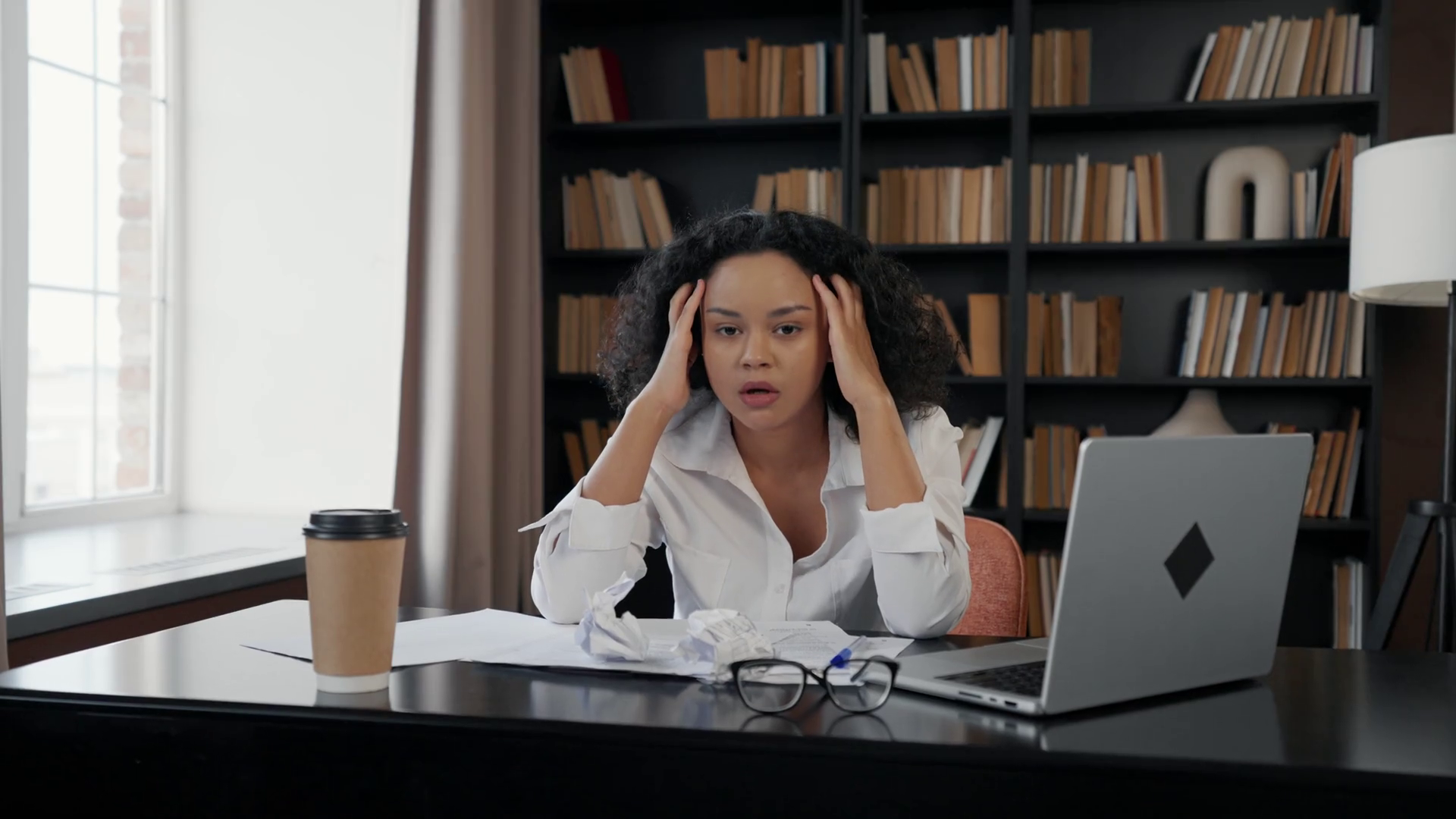 Stressed African American Girl Studying On Stock Footage SBV-348908864 ...