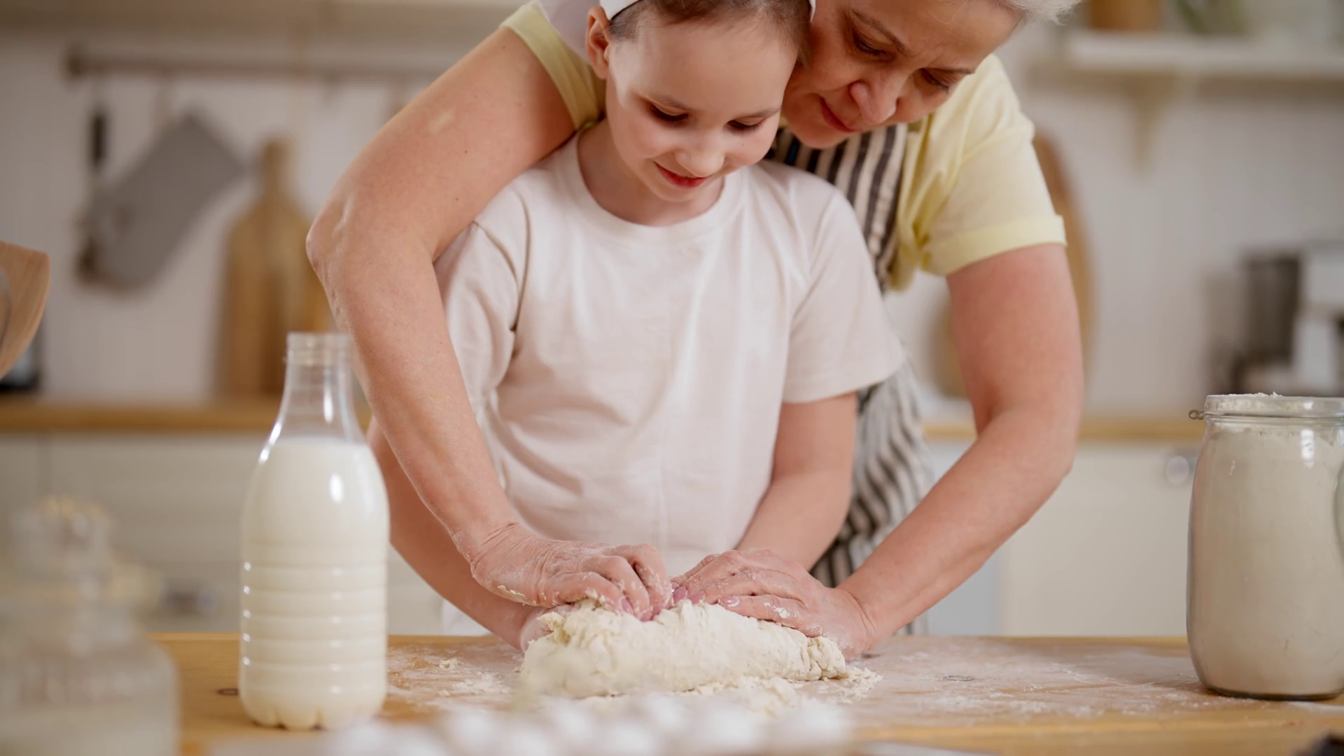Happy Granny Explaining Granddaughter Knead Stock Footage SBV347571851