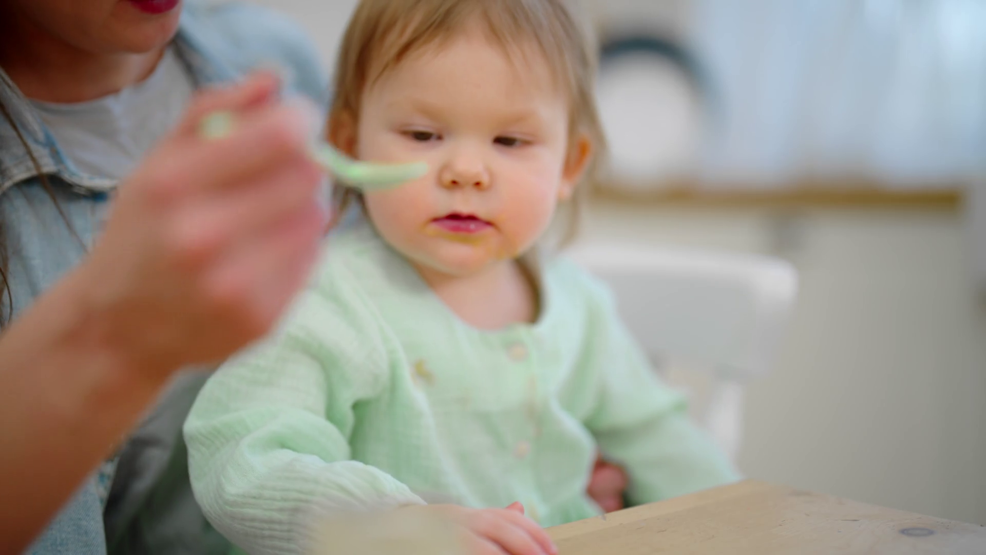 Mom Feeds Baby Playing With Food Toddler Stock Footage SBV347613973 Storyblocks