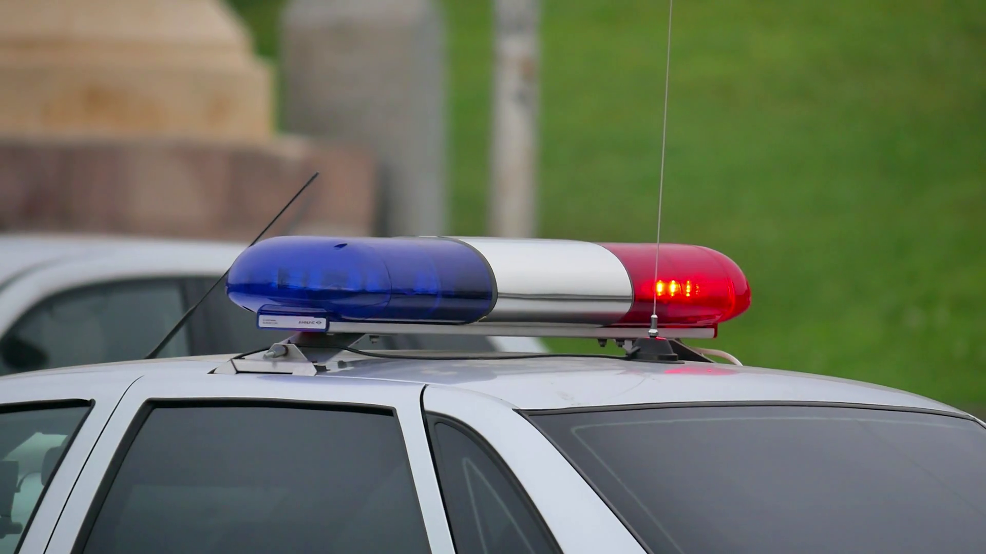 Active Emergency Lights Police Car Outdoor Stock Footage SBV318806671