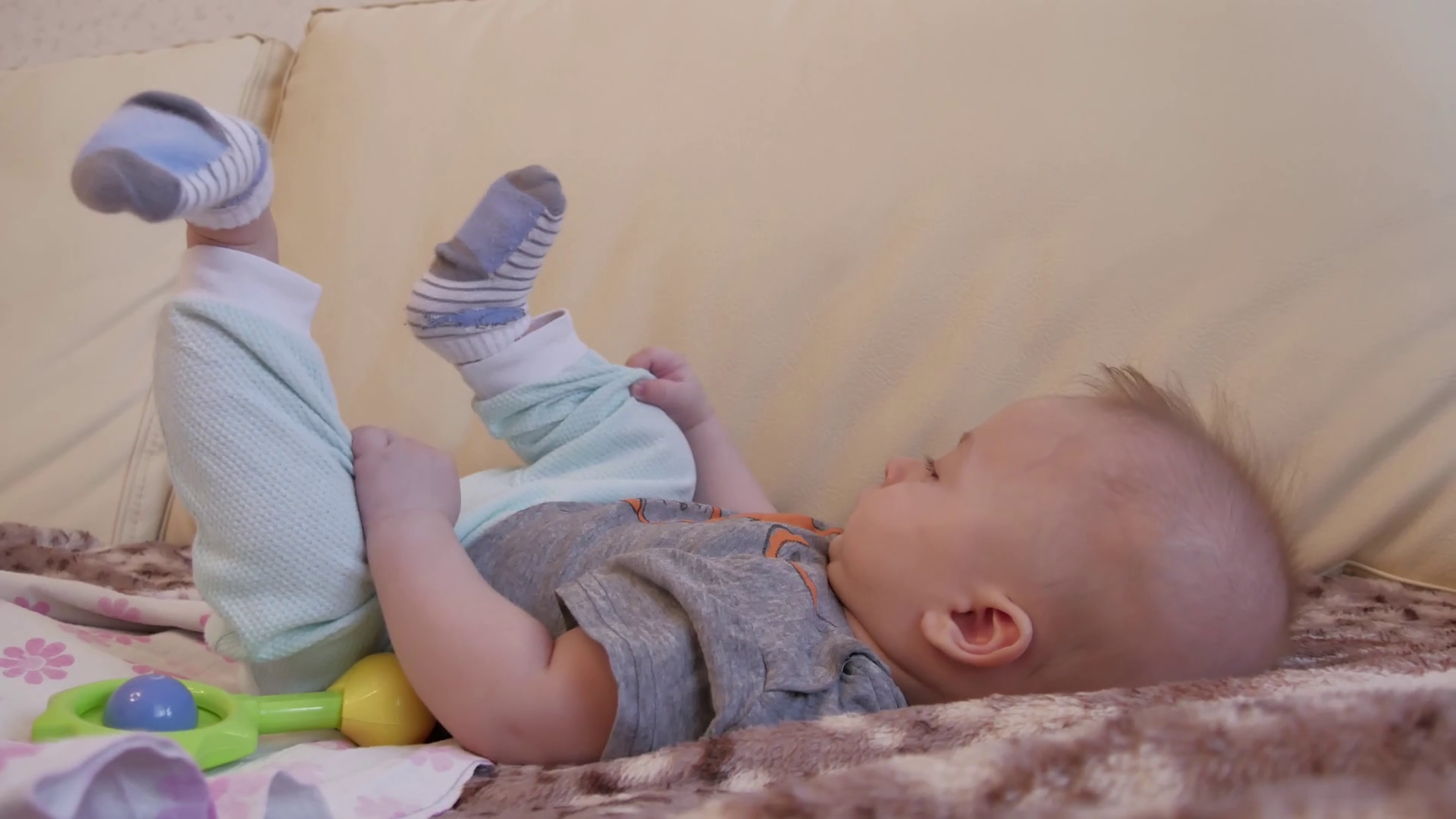 Joyful Infant Engaging With Legs Stock Footage SBV321619512 Storyblocks