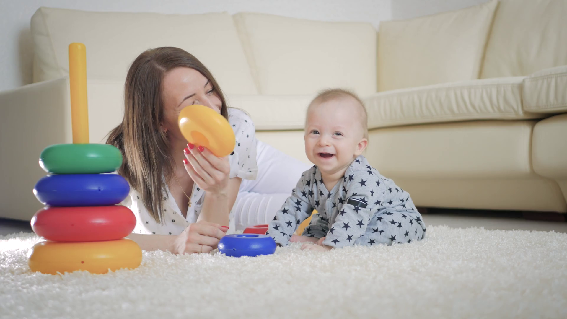 Joyful Mother Baby Playing With Toys On Stock Footage SBV329643663