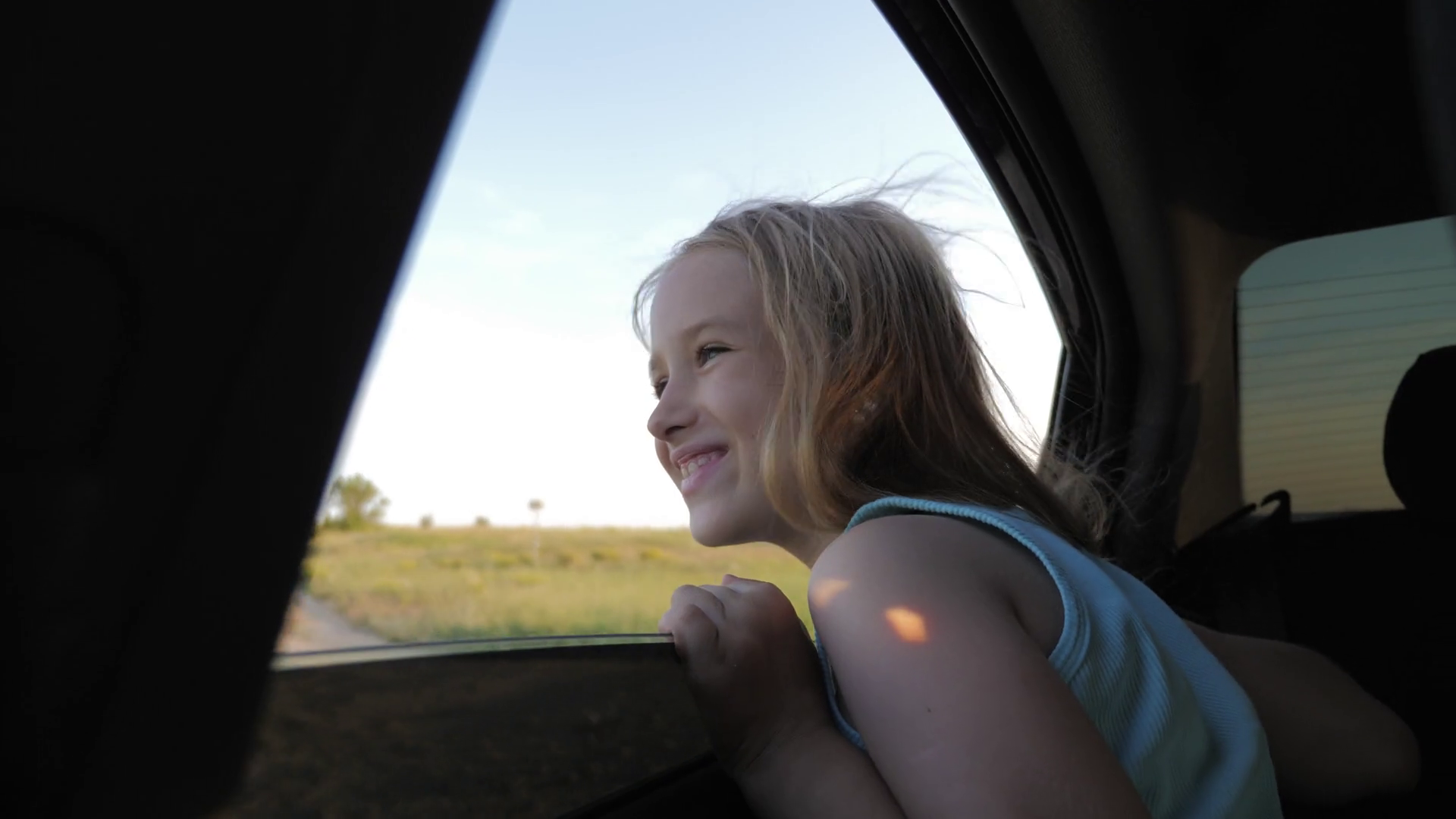 Little girl on road trip full of wonder and exploration. Lifestyle