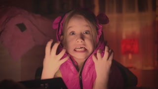 Portrait of adorable child with an intense expression